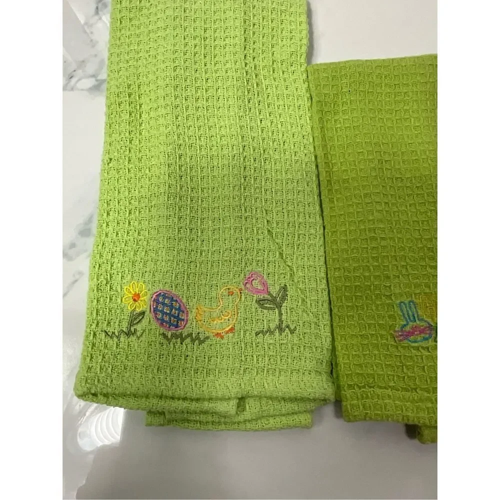 VINTAGE Embroidered Easter Tea Towels